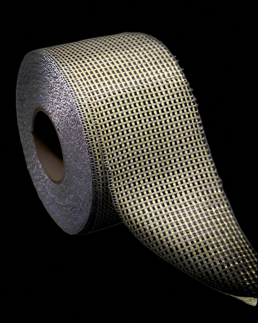 33 yards of six inch wide Carbon/ Kevlar hybrid tape. 